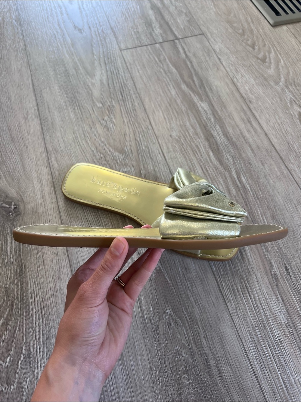 Kate Spade Metallic Gold Bikini Slide Sandals - Picture 9 of 14